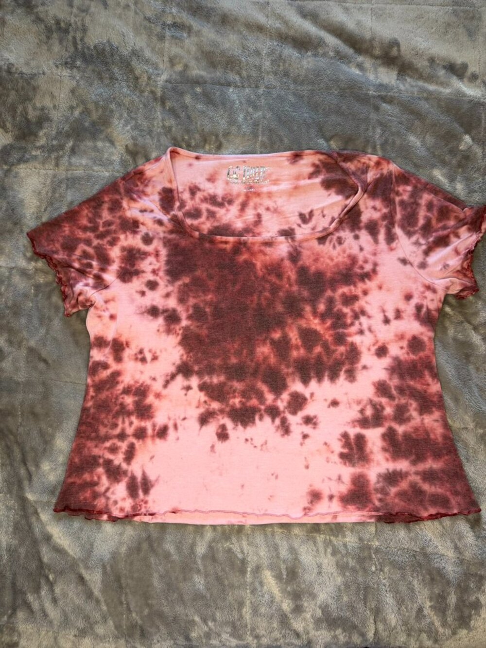Go Wild Women's Size 1X Maroon Tie-Dye Women's Top (1341)